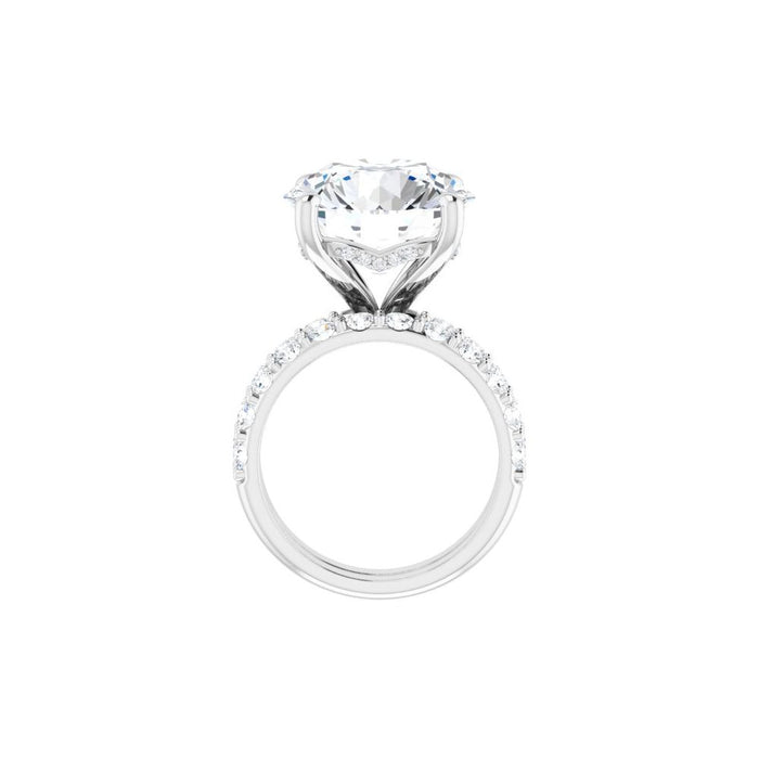 14K Accented Hidden Halo-Style White Round Lab-Grown Diamond Semi-Set Engagement Ring