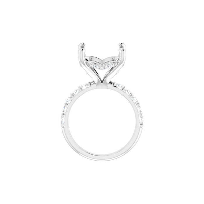 14K Accented Hidden Halo-Style White Round Lab-Grown Diamond Semi-Set Engagement Ring