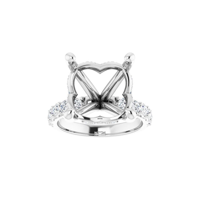 14K Accented Hidden Halo-Style White Round Lab-Grown Diamond Semi-Set Engagement Ring