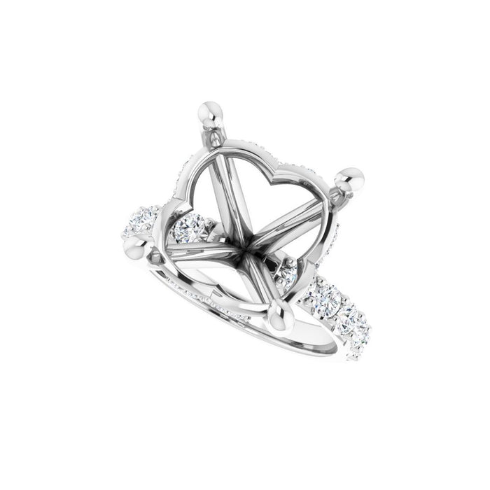 14K Accented Hidden Halo-Style White Round Lab-Grown Diamond Semi-Set Engagement Ring