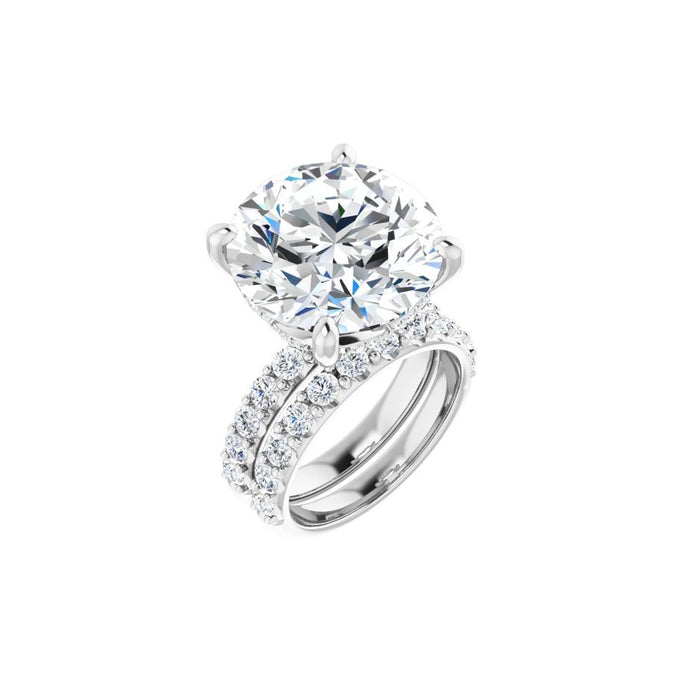 14K Accented Hidden Halo-Style White Round Lab-Grown Diamond Semi-Set Engagement Ring
