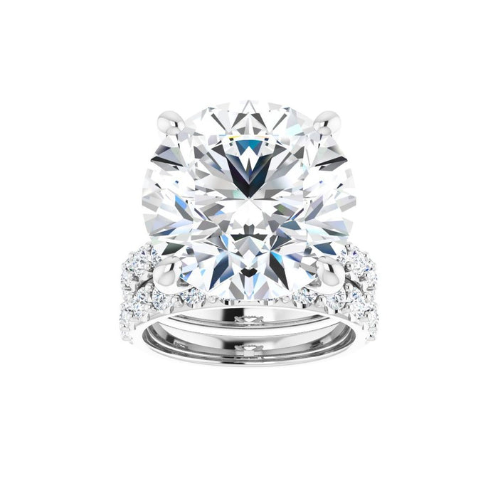 14K Accented Hidden Halo-Style White Round Lab-Grown Diamond Semi-Set Engagement Ring
