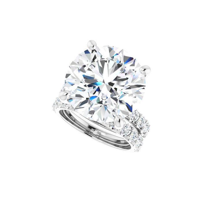 14K Accented Hidden Halo-Style White Round Lab-Grown Diamond Semi-Set Engagement Ring