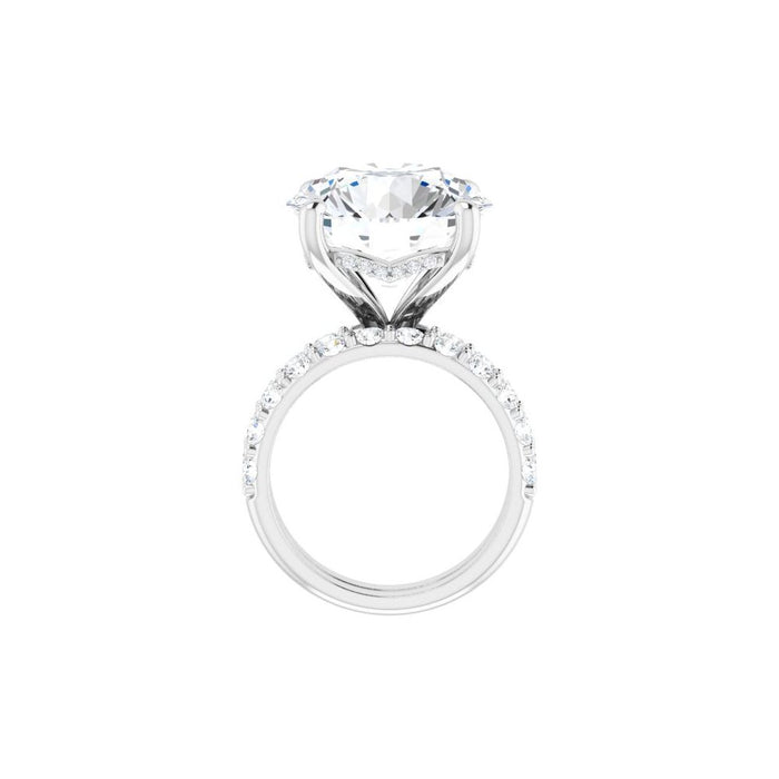 14K Accented Hidden Halo-Style White Round Lab-Grown Diamond Semi-Set Engagement Ring