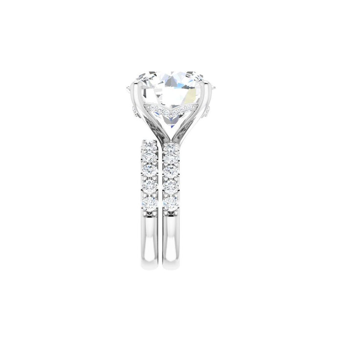 14K Accented Hidden Halo-Style White Round Lab-Grown Diamond Semi-Set Engagement Ring