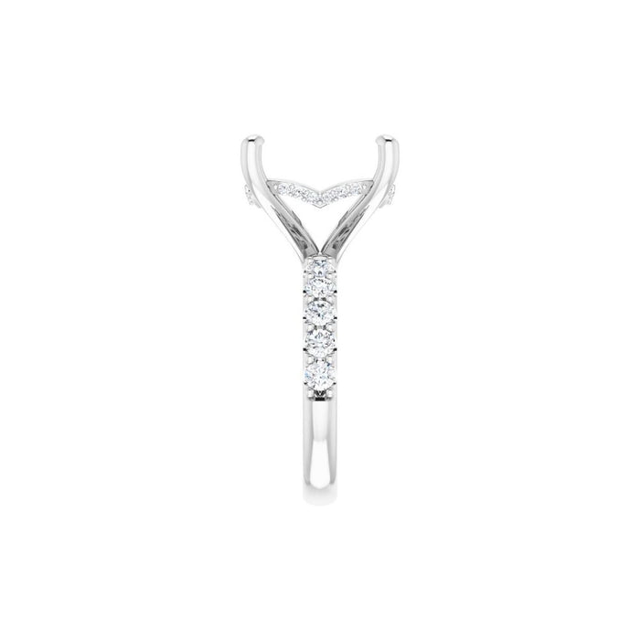14K Accented Hidden Halo-Style White Round Lab-Grown Diamond Semi-Set Engagement Ring