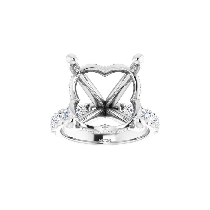 14K Accented Hidden Halo-Style White Round Lab-Grown Diamond Semi-Set Engagement Ring