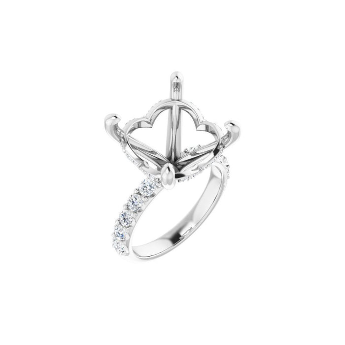 14K Accented Hidden Halo-Style White Round Lab-Grown Diamond Semi-Set Engagement Ring