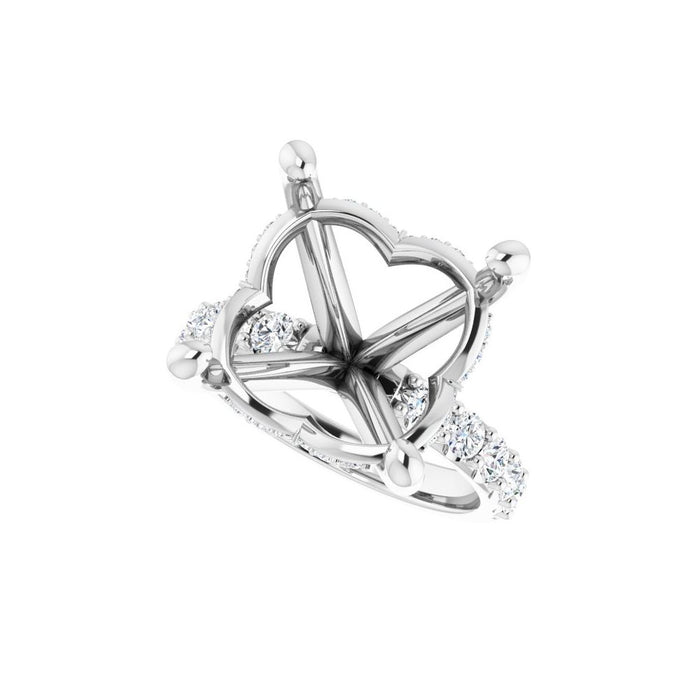 14K Accented Hidden Halo-Style White Round Lab-Grown Diamond Semi-Set Engagement Ring