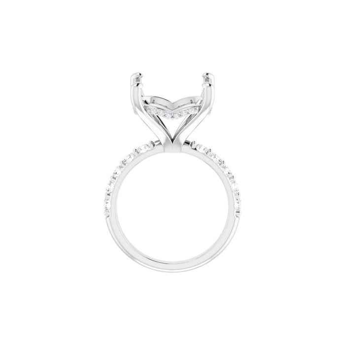 14K Accented Hidden Halo-Style White Round Lab-Grown Diamond Semi-Set Engagement Ring