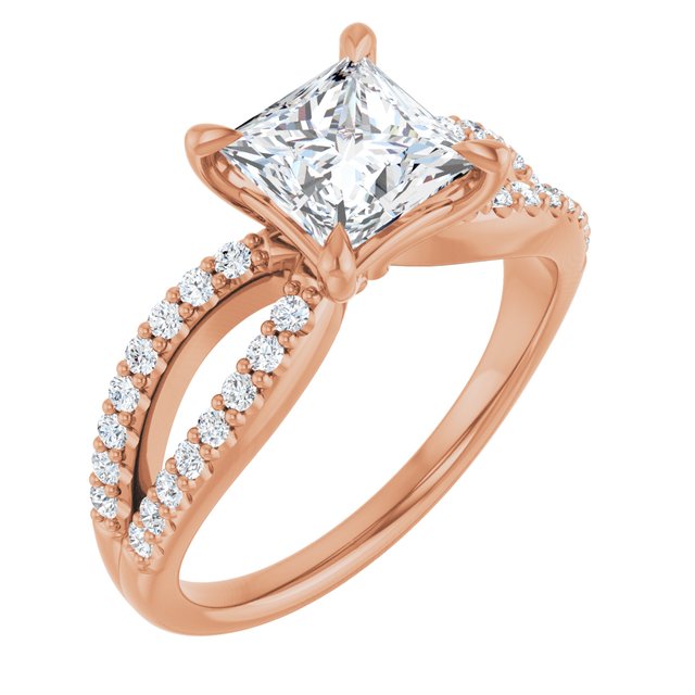 Solitaire Ring Setting in 14K Rose Gold - Square 6 X 6mm– Haejin Jewelry