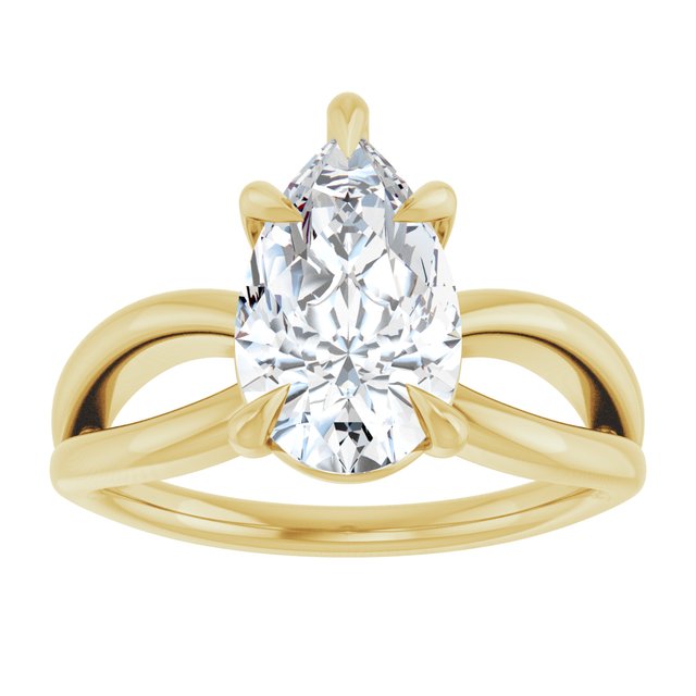 Solitaire Ring Setting in 18K Yellow Gold - Pear 11.5 X 7mm– Haejin Jewelry