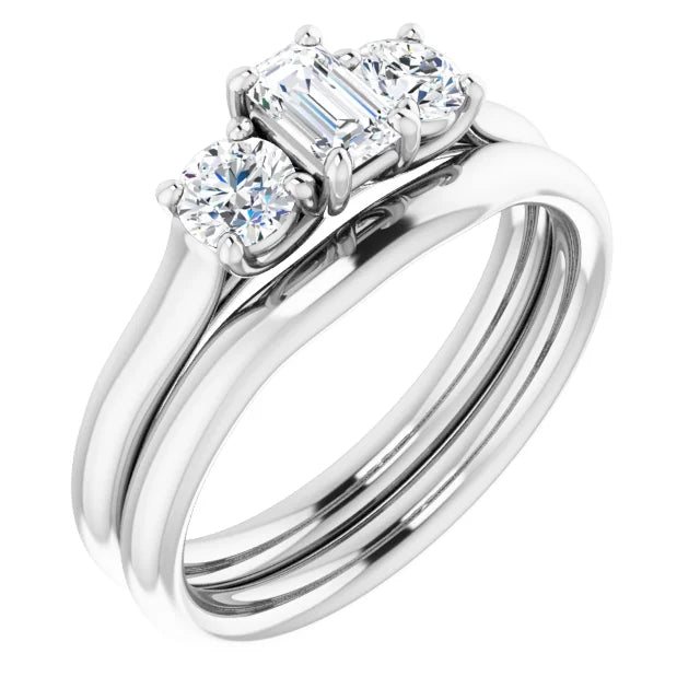 Emerald Lab-Grown Diamond Semi-Set Engagement Ring