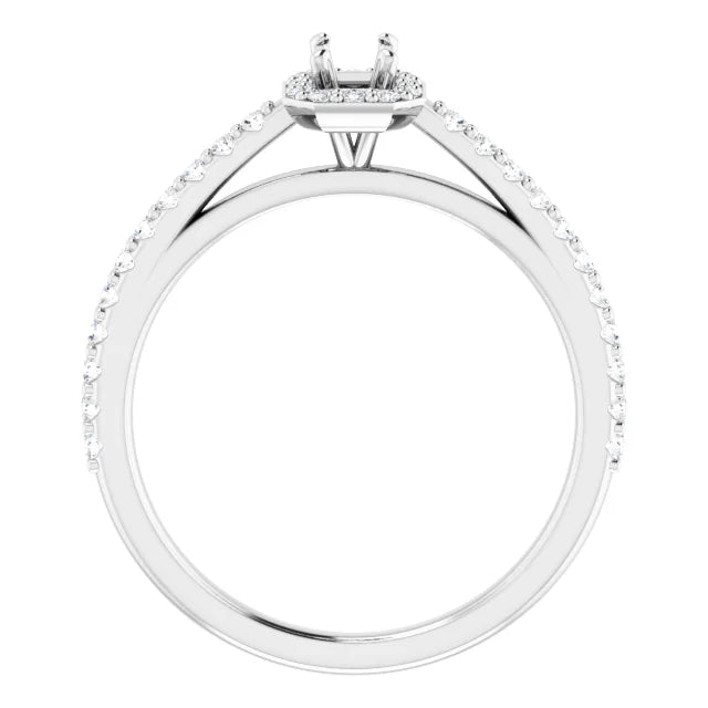 Platinum Emerald Halo Lab-Grown Diamond Engagement Ring Semi-Set