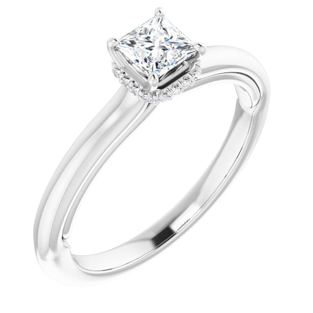 18K White 4x4 mm Square Engagement Ring Mounting • 18K White • 18K Whi ...