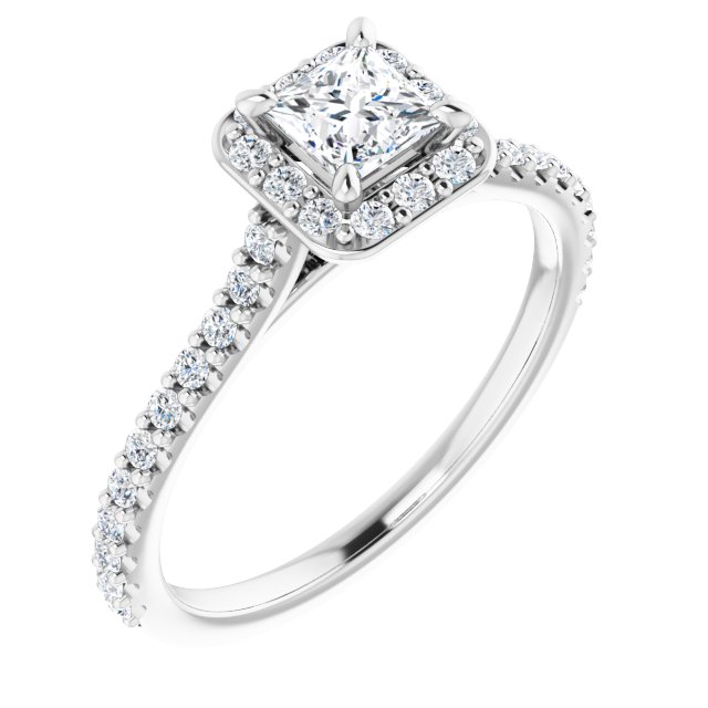 10K X1 White 4x4 mm Square Engagement Ring Mounting • 10K X1 White • 1 ...