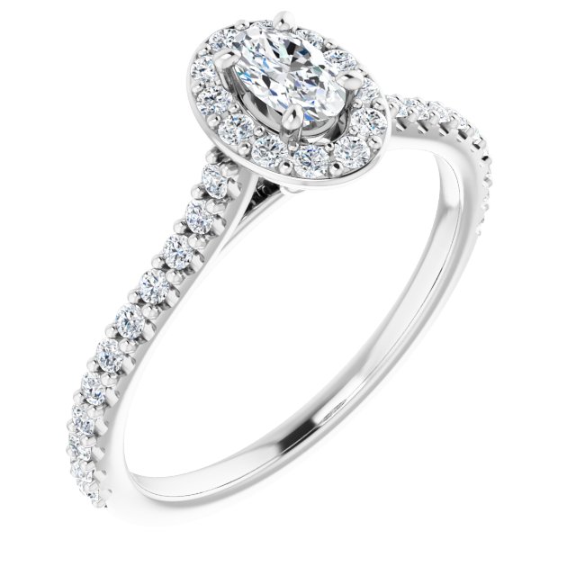 Palladium Oval Engagement Ring 18K Palladium White Oval 5 × 3 mm 02166 ...