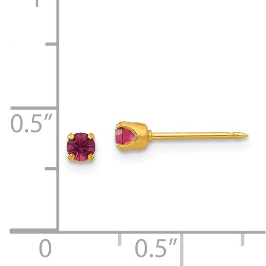 14K 3 mm Crystal Birthstone Post Earrings