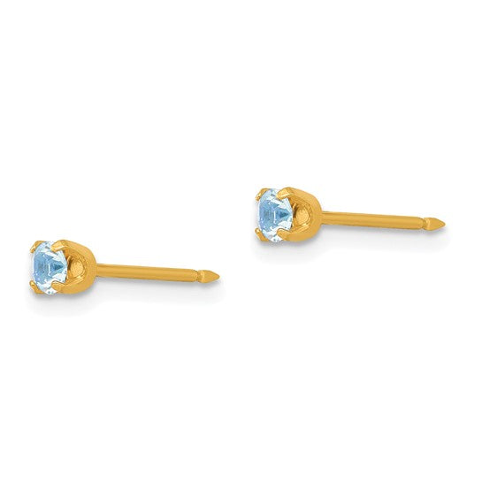 14K 3 mm Crystal Birthstone Post Earrings