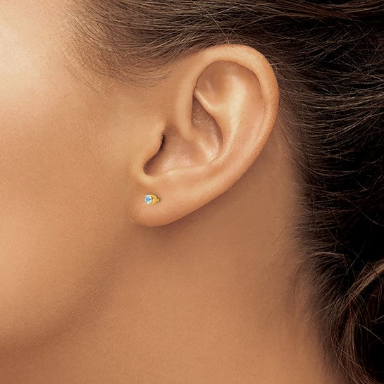 14K 3 mm Crystal Birthstone Post Earrings