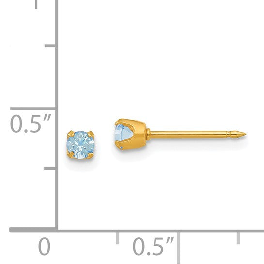 14K 3 mm Crystal Birthstone Post Earrings