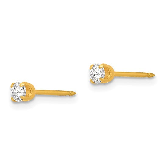 14K 3 mm Crystal Birthstone Post Earrings