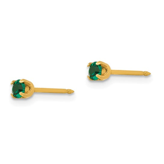 14K 3 mm Crystal Birthstone Post Earrings