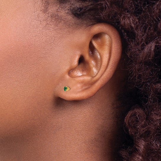 14K 3 mm Crystal Birthstone Post Earrings