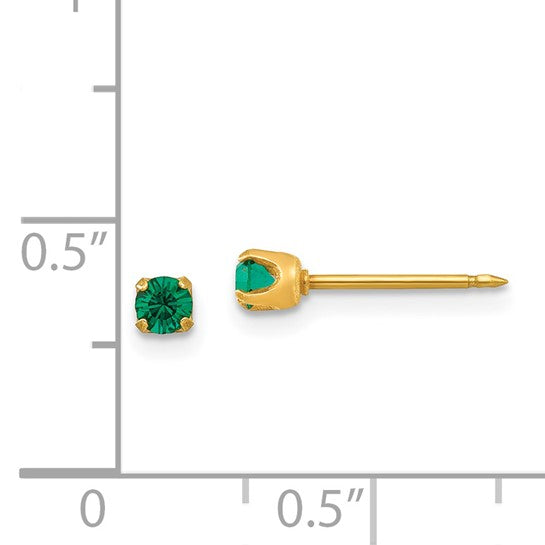14K 3 mm Crystal Birthstone Post Earrings