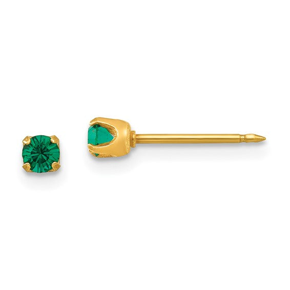 14K 3 mm Crystal Birthstone Post Earrings