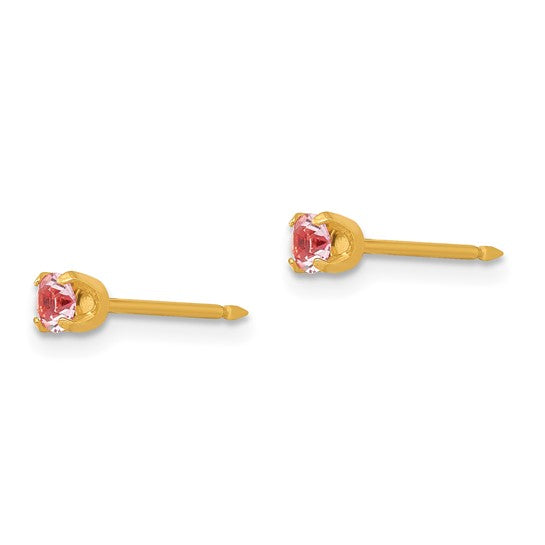 14K 3 mm Crystal Birthstone Post Earrings