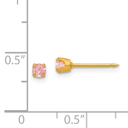 14K 3 mm Crystal Birthstone Post Earrings