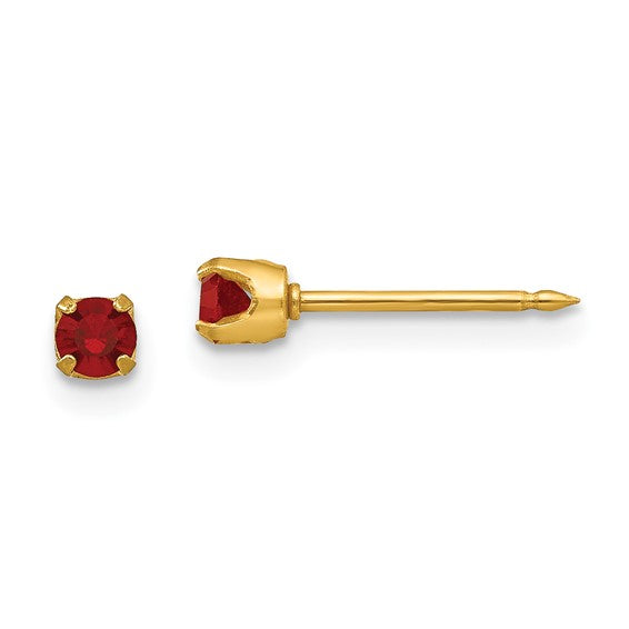 14K 3 mm Crystal Birthstone Post Earrings